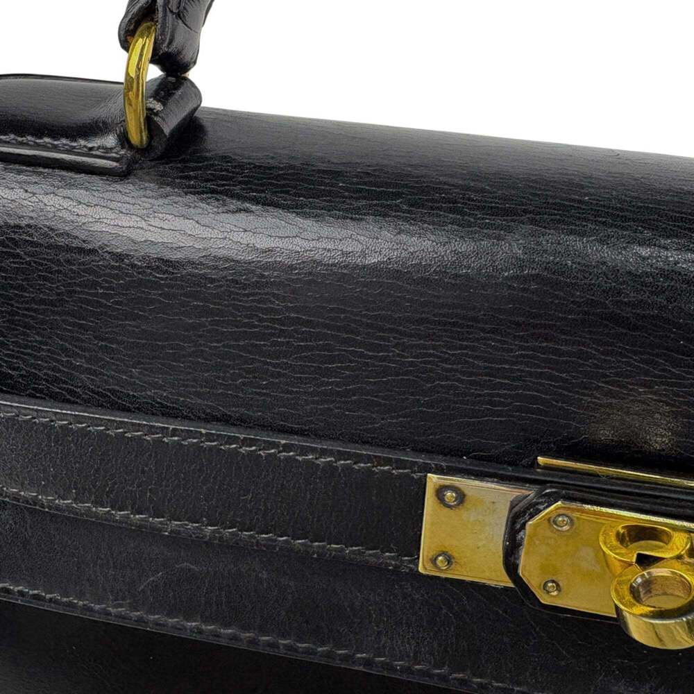 Hermes Kelly 32, external stitching, handbag, box calf leather, black, women's. - Picture 8 of 15